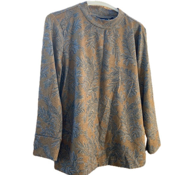 Tan Feather Print RAFAELLA Top - Picture 1 of 8